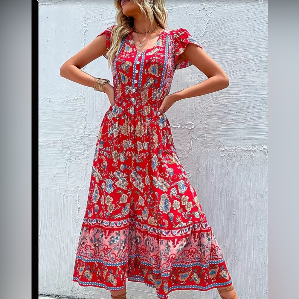 TRIBAL PRINT RUCHED DRESS